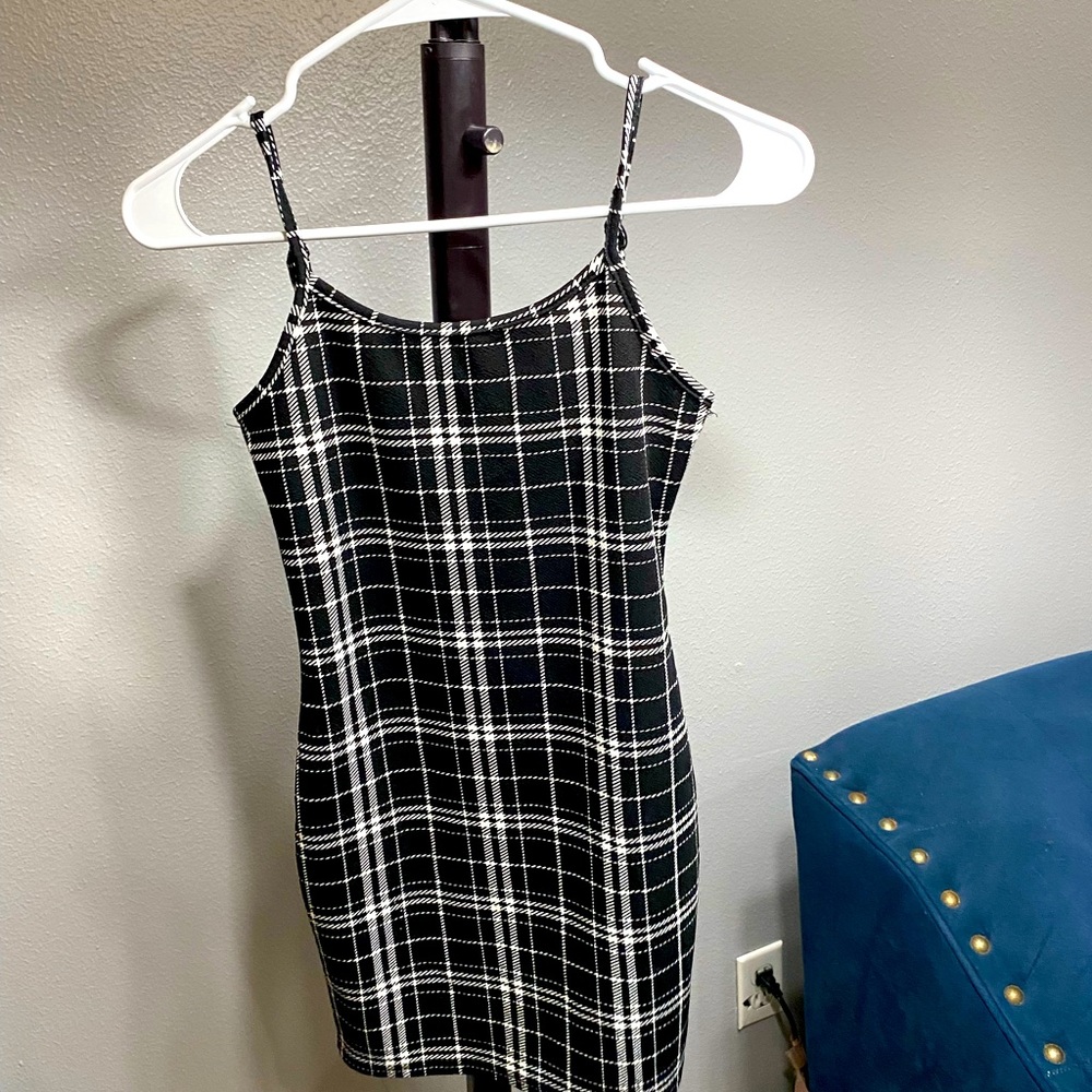 Shein Teens Dress Black and White Plaid Sz Small Good Condition Fast Shipping